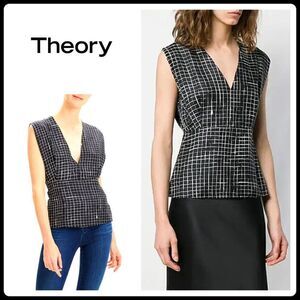 New. Theory black silk top.